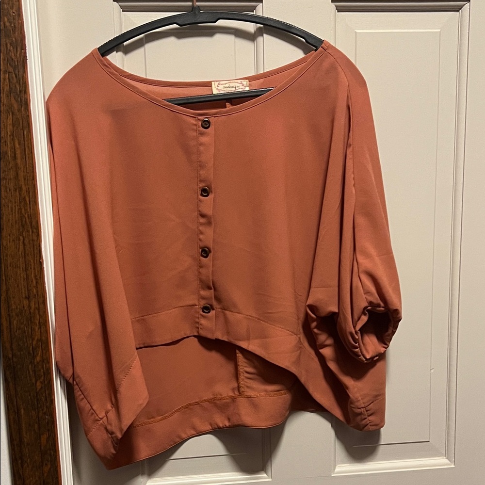 Catherine Malandrino Terracotta Button-Up Blouse